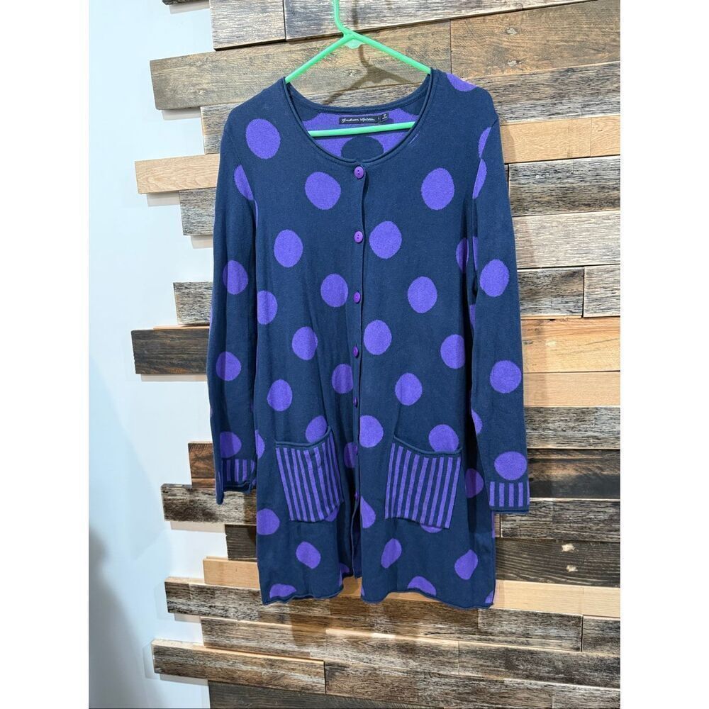 Gudrun Sjödén polka dot cardigan sweater cotton size Large